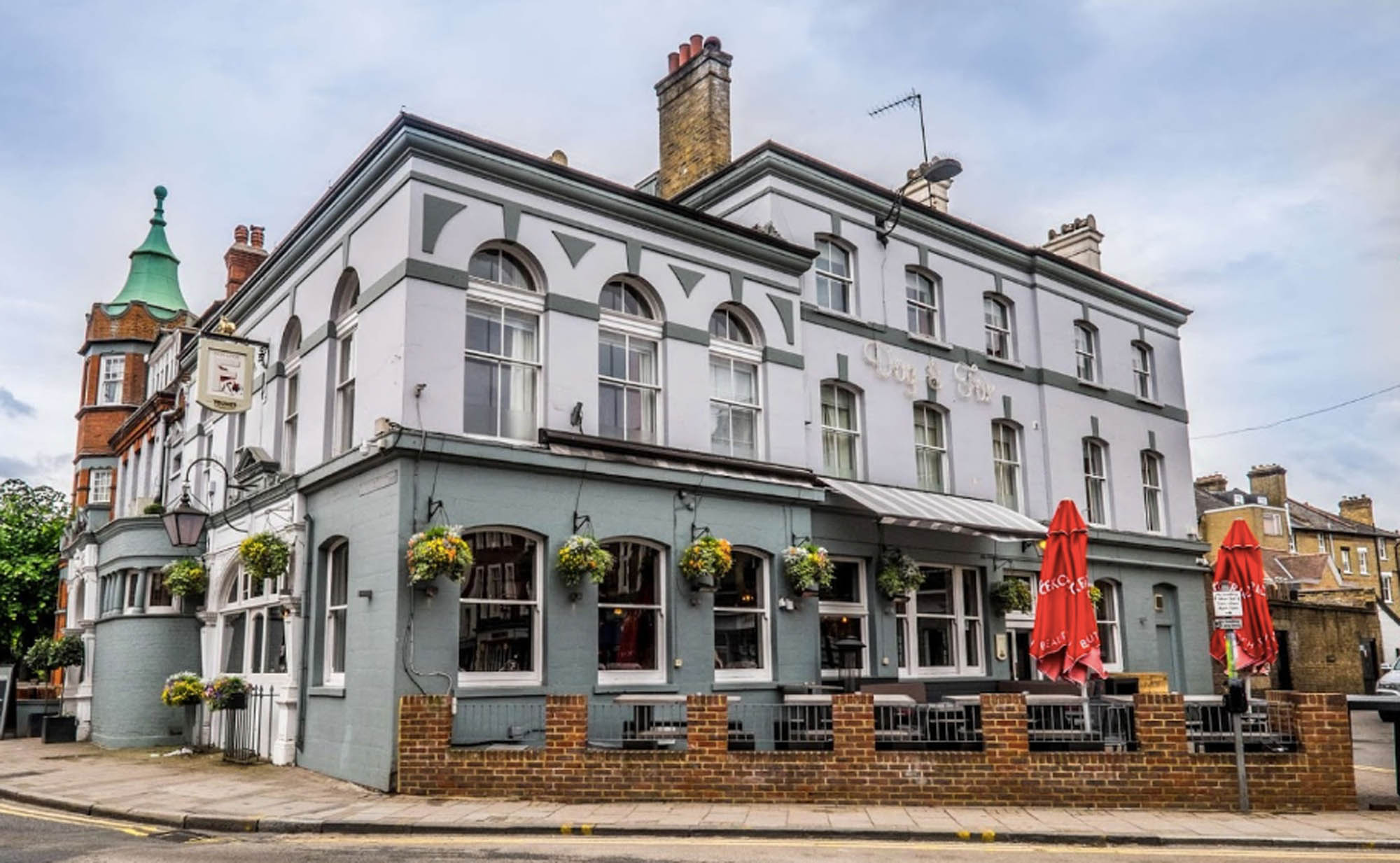 Outdoor shot of Dog & Fox pub in Wimbledon Village