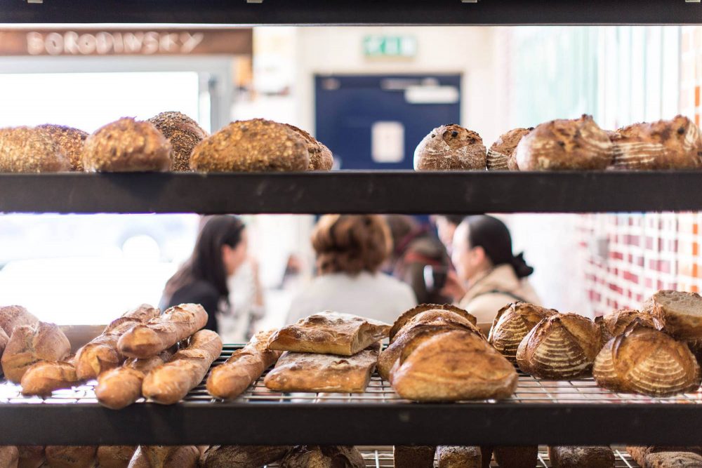Fresh bakery, bread in E5 Bakehouse in London Fields, Hackney