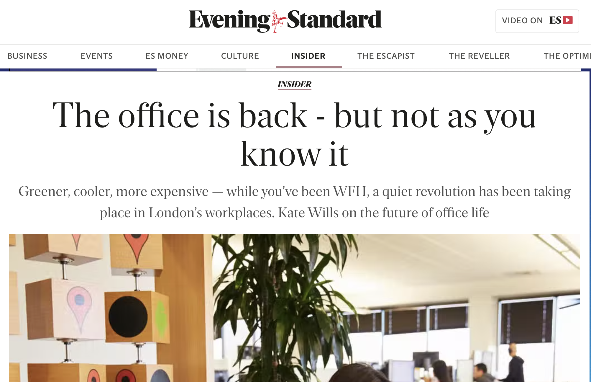 Press: The Office is Back but not as you Know it – The Evening Standard